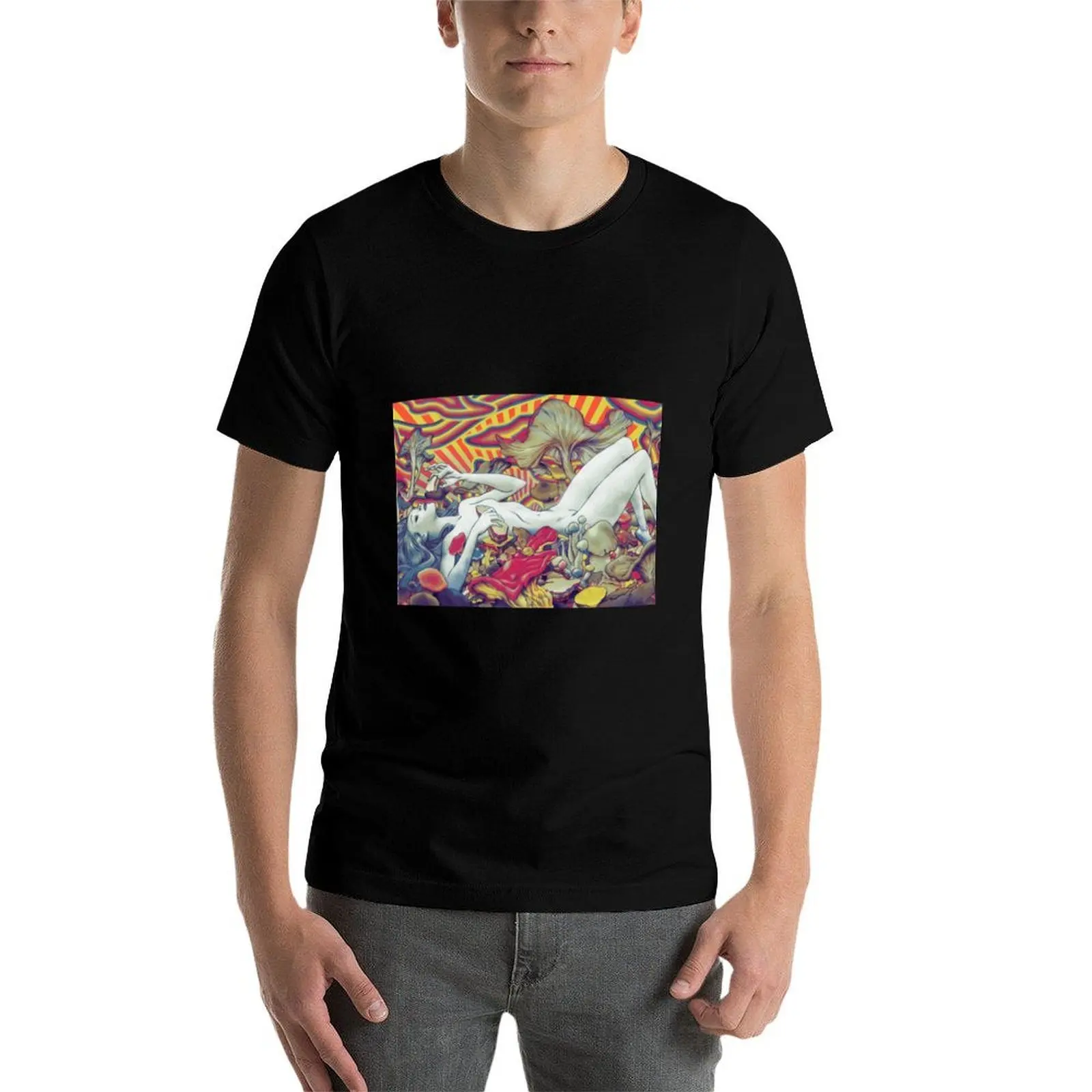 

Colorful Psychedelic Trippy Hippy Mushroom Woman 420 Shrooms Hippie Girl Art T-Shirt t shirts for man graphic vintage T-Shirt