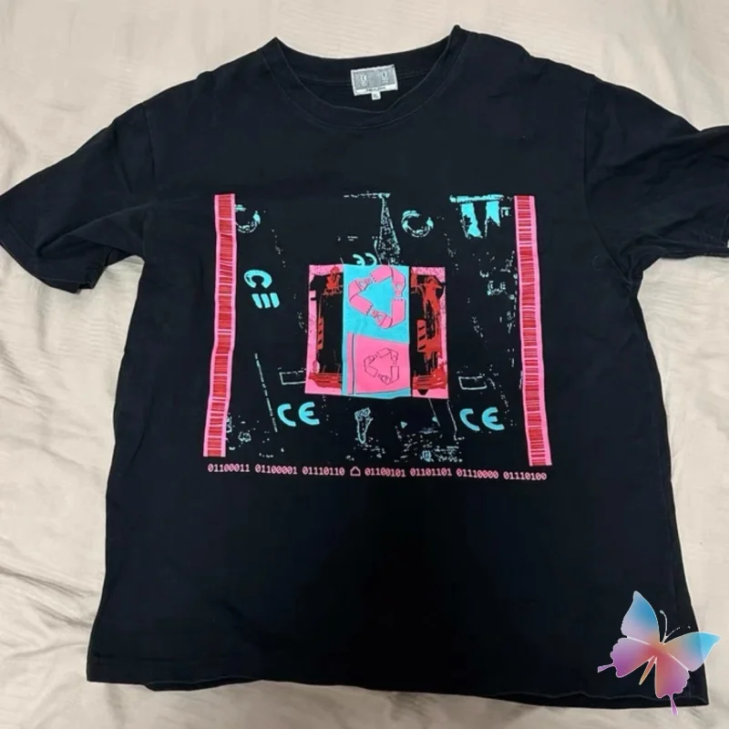 

Summer CAVEMPT T-shirts Graffiti Cycle Logo CE Cotton Black White Couple Short Sleeve Casual Loose Breathable Men Women Tops