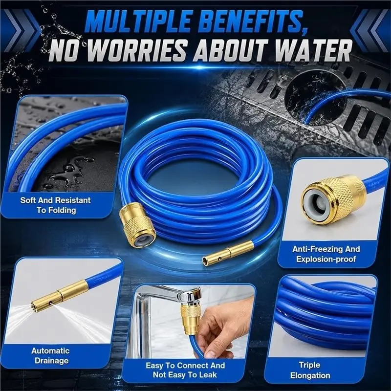 B23B Pipe Cleaning Hose, 3 Meter High Pressure Pipe Cleaner, For M22 M24 1/2 Inch, Pressure Washer Hose, Tap Drain Hose