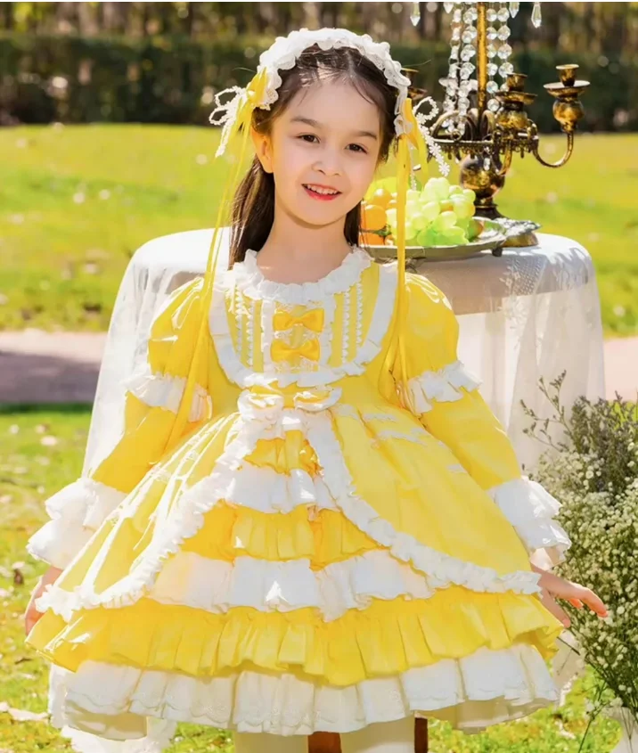 2024 Spring &Summer New Spanish Court Style Temperament Children\'S Clothing Girls Dress Fashionable Western Style Princess Dress