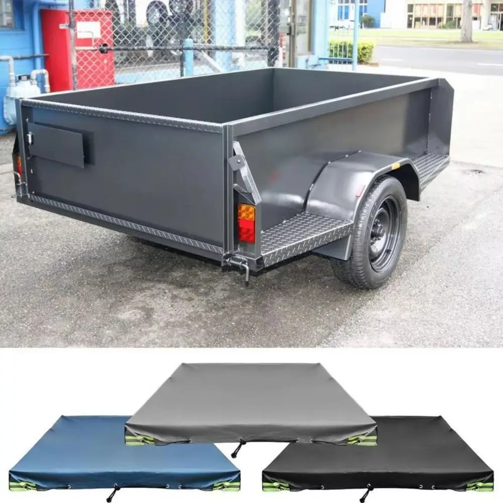 420D Oxford Car Tarpaulin Trailer Cover Universal Dustproof Trailer Protective Cover with Reflective Strip Anti-UV Trailer Tarp