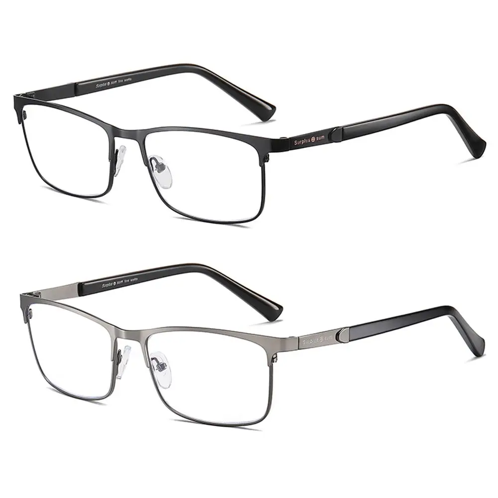 Gafas de lectura de acero para hombres y mujeres, lentes ópticas para presbicia, antiluz azul