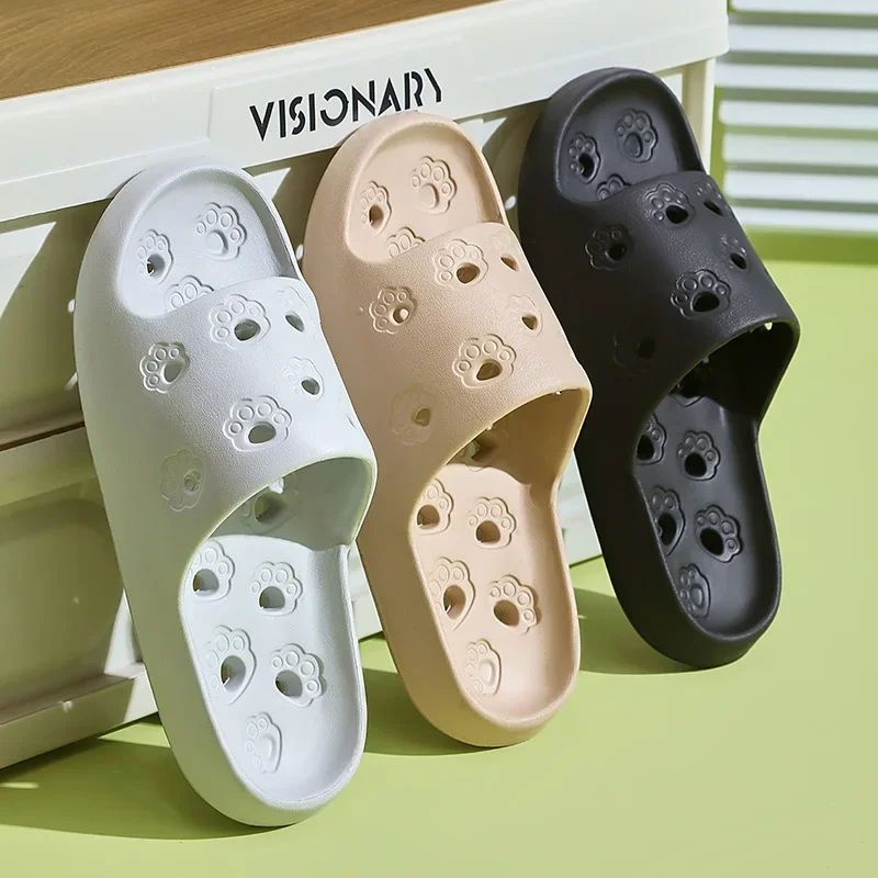 Hollow Out Bathroom Slippers Women Hole Quick Drying Anti Slip Shower Slides Woman Summer Super Light Soft EVA Home Slippers