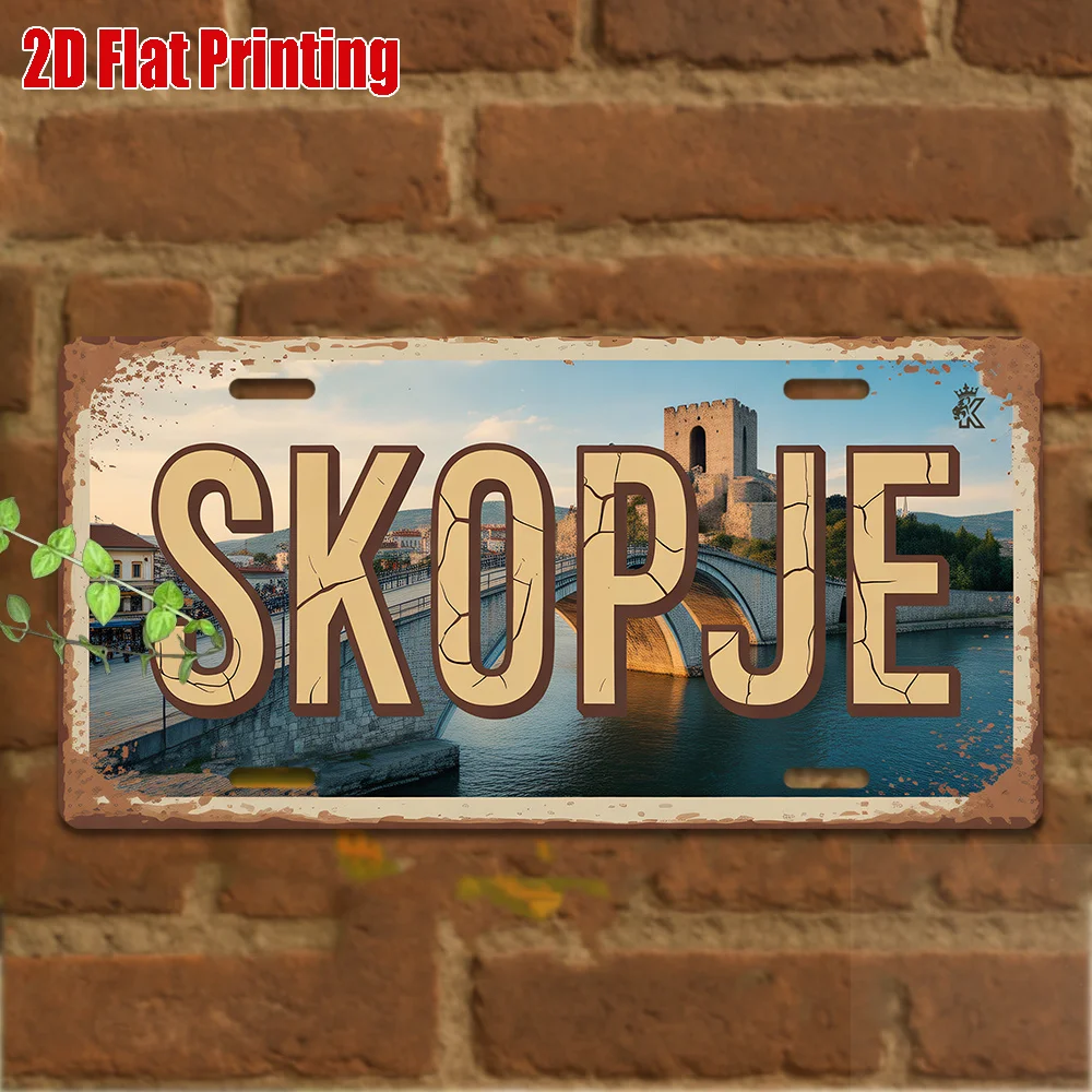2D Flat - 2D License Plate Design, 2D Printing, 1pc, Vintage Metal Sign for Decorative Purposes Only, Outdoor Wall Art (29.97 cm