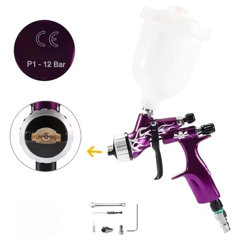 1.3mm Gravity Feed Aluminium Pneumatic 600ML HVLP Spray Gun for Water-based Paint and Automotive Clear Coat Spraying