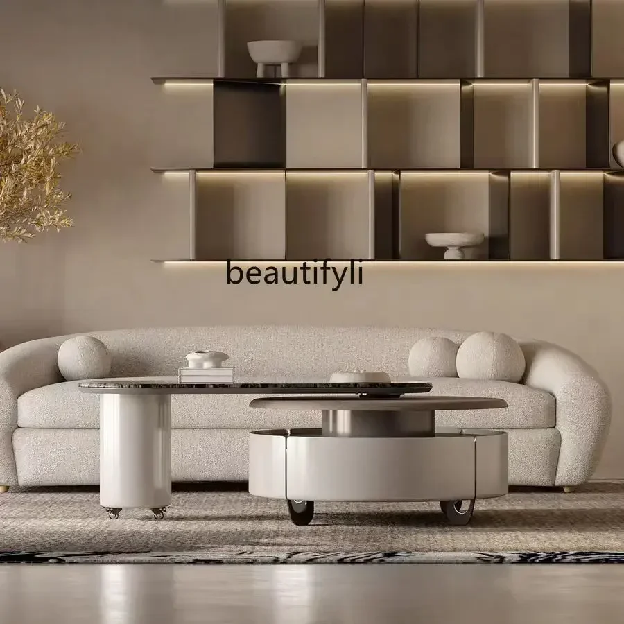 

A16 yh Rotatable walnut coffee table household living room, creative, round coffee table model room