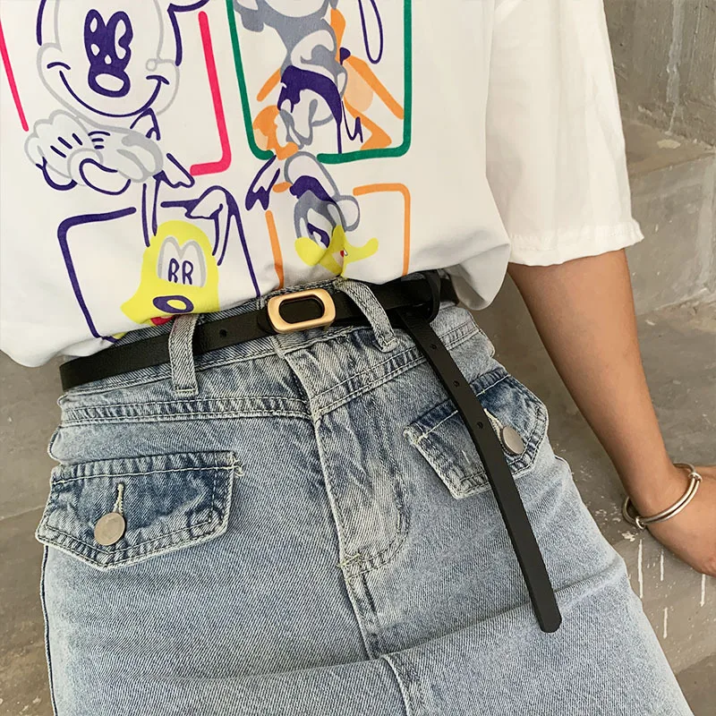 New Non-hole Woman Thin Belt PU Leather Metal Buckle Wrist Strap For Female Dress Shirt Decor Belts Fashion Adjustable Waistband