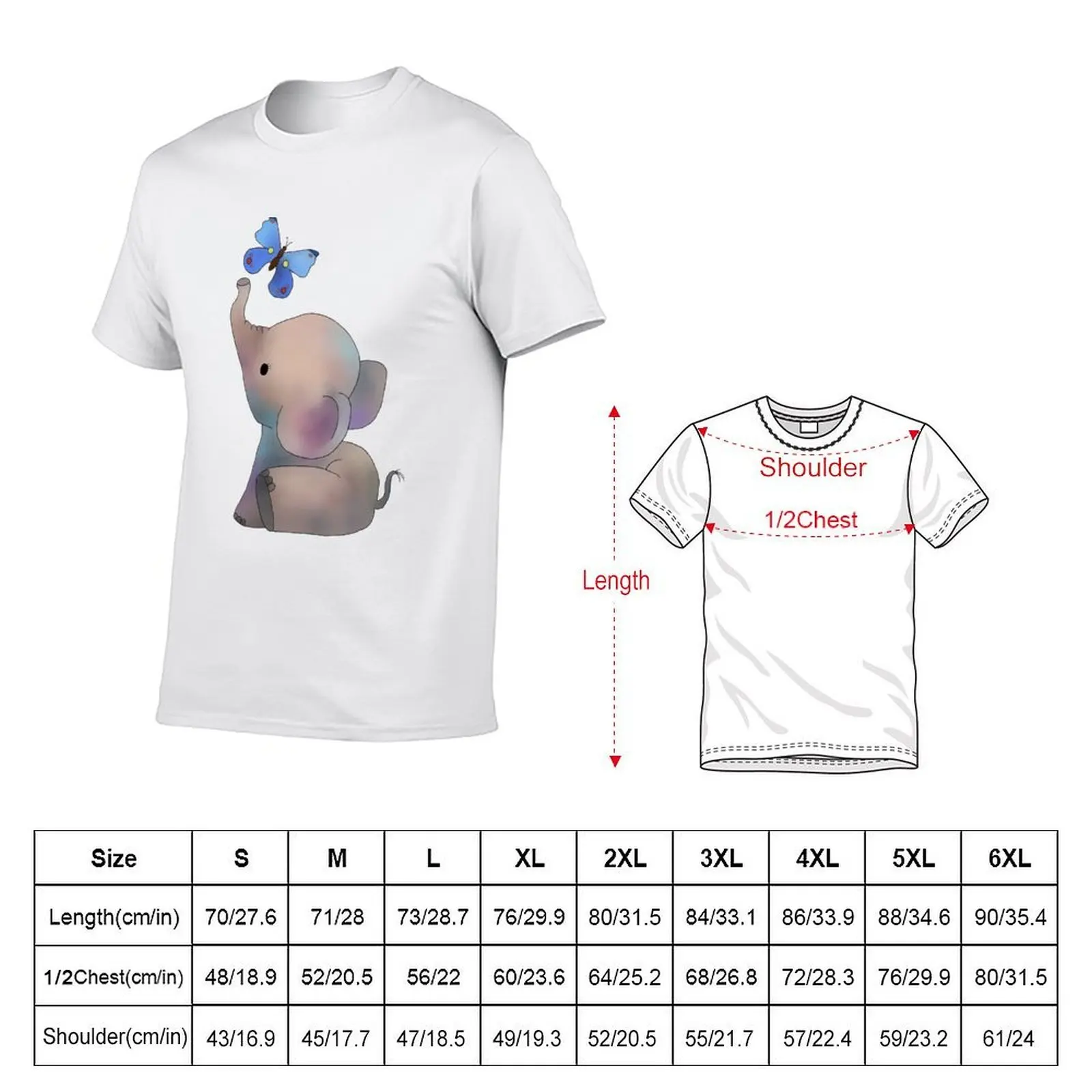Elephant with a butterfly T-Shirt man t shirt designer t shirt man casual T-Shirt
