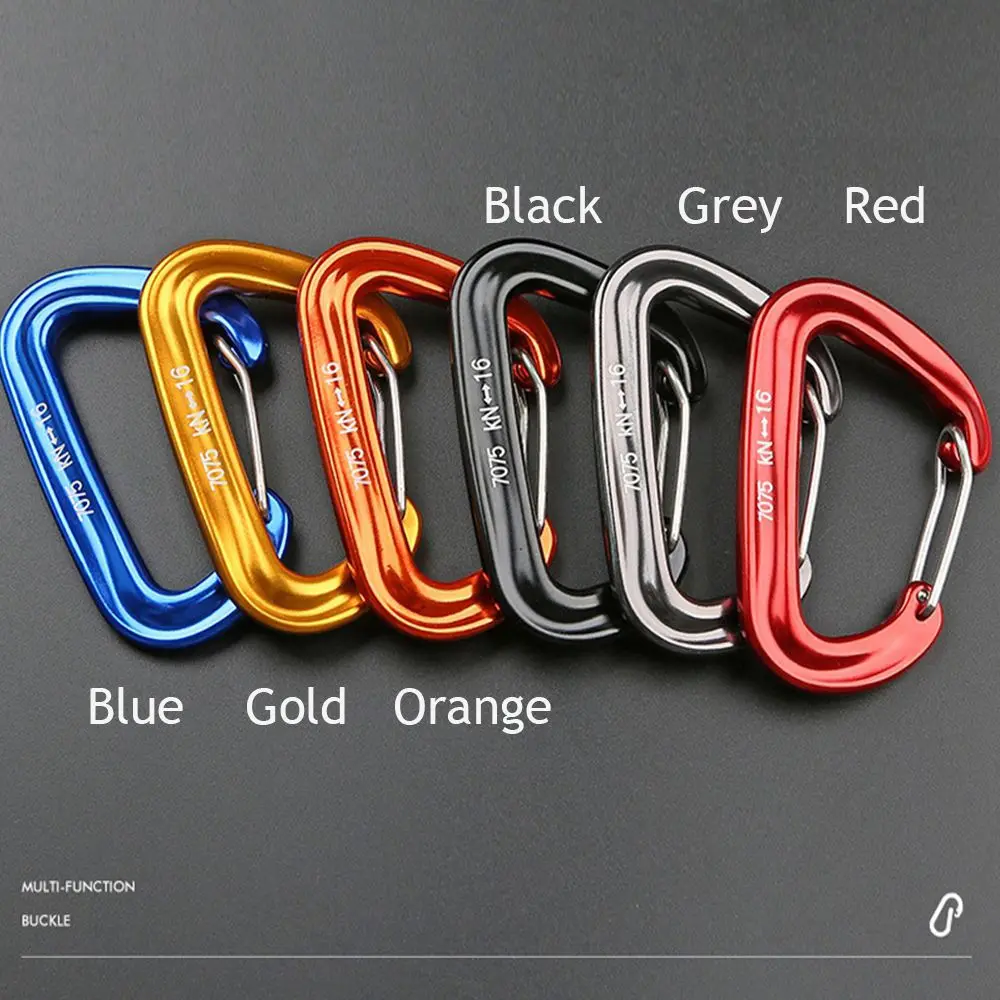 Durable 16KN D Carabiner Key Aluminum Wire Gate Spring Clip Locking Backpack Hammock Camping Hiking Climbing Equipment