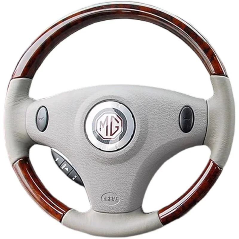 Hand Stitched Peach wood grain light gray Genuine leather car Steering Wheel Cover For MG Old MG7 car interior accessories