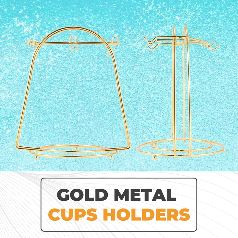 الشمال المنزل المطبخ منضدية القهوة القدح حامل 6 أكواب حامل الذهب أكواب معدنية أصحاب رف استنزاف المنظم Rack-A73M