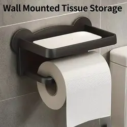 Punch Free Wall Mounted Tissue StorageRack Paper Roll Shelf Holder Restroom BoxShelve Multi Functional Phone PlacementToilet