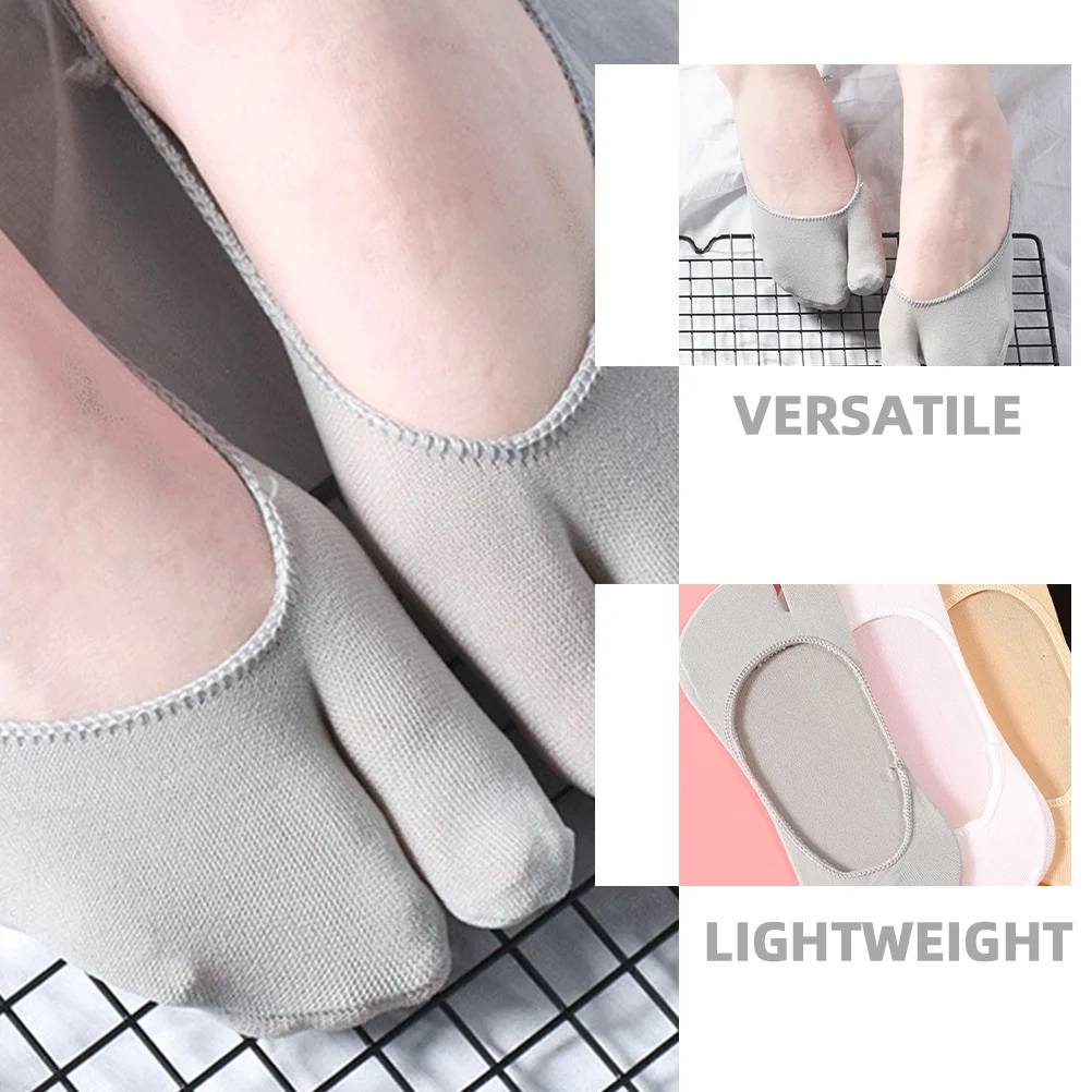 3 Pairs Tabi Socks Low-cut Toe Separator for Women Split Holding Hands Toes Separate Cotton Stockings