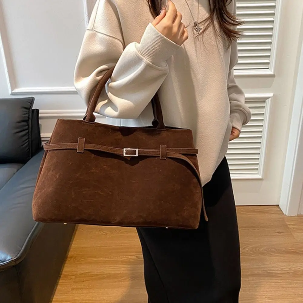 

Cute Korean Style Suede Shoulder Bag Solid Color Tote Bag Matte PU Handbag Bohemian Style PU Leather Underarm Packs Girls