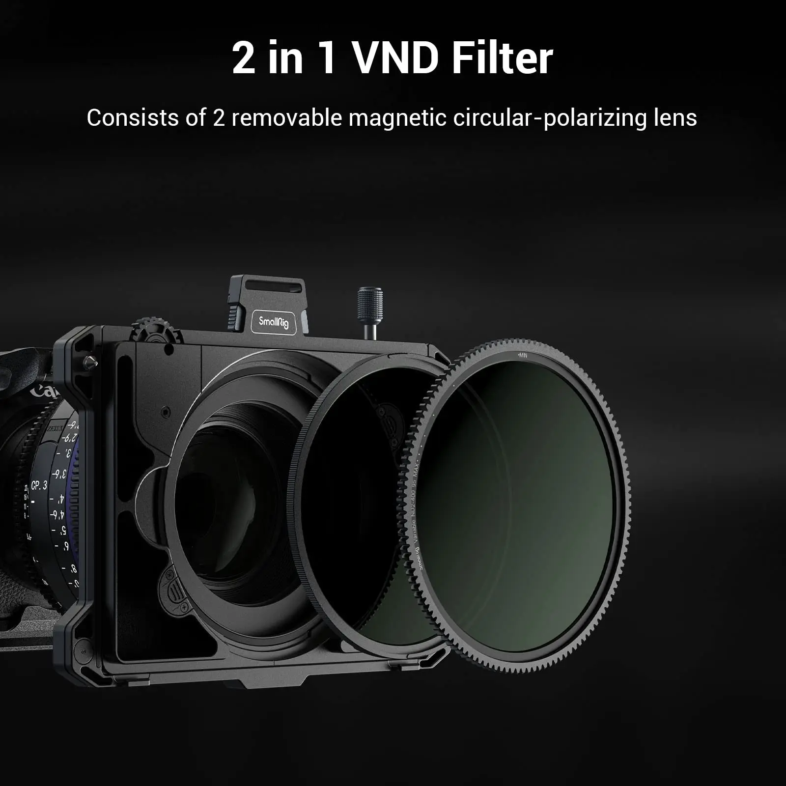 SMALLRIG VND Filter Kit,Featuring 8 Stops,Variable Neutral Density Including 2 CPL Detachable Magnetic Circular-Polarizing Lens