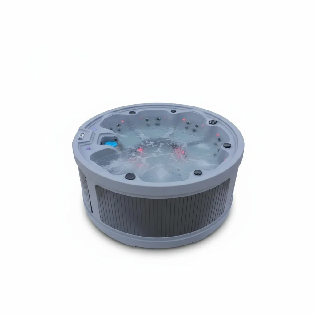 7 Person Hot Tub, Round Massage Spa, Roto Mold Outdoor Spa Tub, 2000x2000x780mm Freestanding Whirlpool, for Family Relaxation