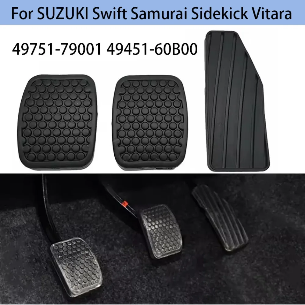 Almohadilla de cubierta de goma para Pedal de acelerador de freno de embrague de coche, 3 uds., para SUZUKI Swift Samurai Sidekick Vitara Tracker Daewoo Matiz Tico