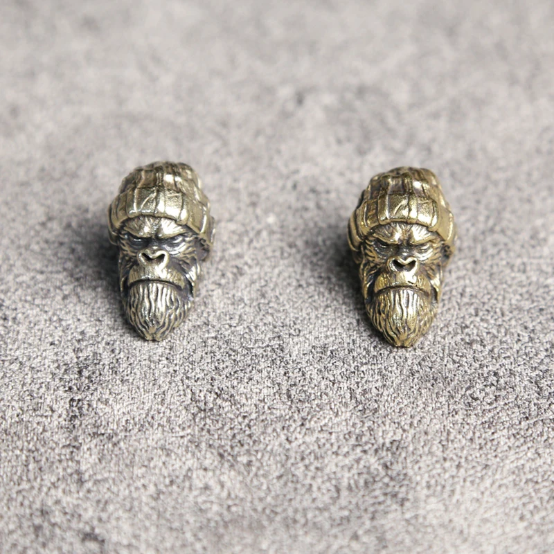 Woolen Hat Gorilla Head Sculpture White Brass Knife Beads Orangutan EDC DIY Woven Paracord Lanyard Charms Pendants Accessories