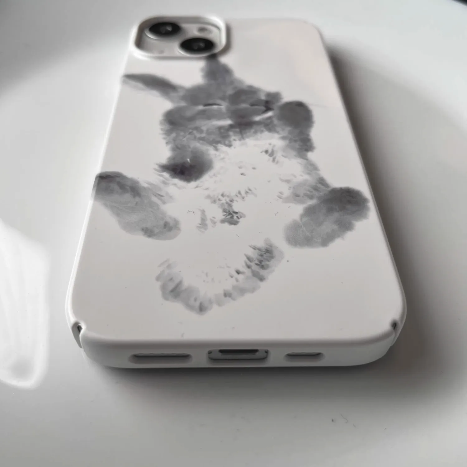 ins Ink and Wash Painting Bunny Case for iPhone 14 13 Pro Max 12 11 Pro Plus Shockproof Rabbit Acrylic Cover