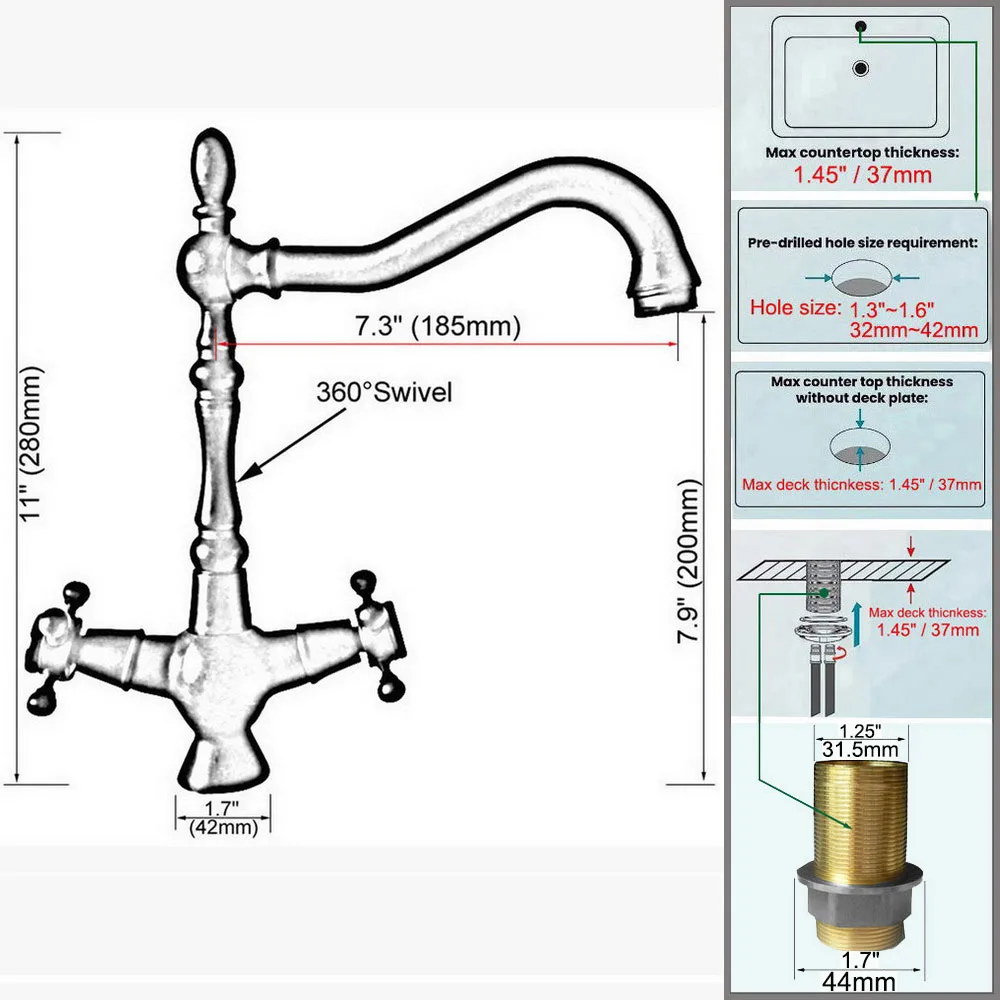 Polished Gold Color Brass Two Handles Kitchen Bathroom Basin Sink Swivel Spout Faucet Hot Cold Mixer Water Tap agf066