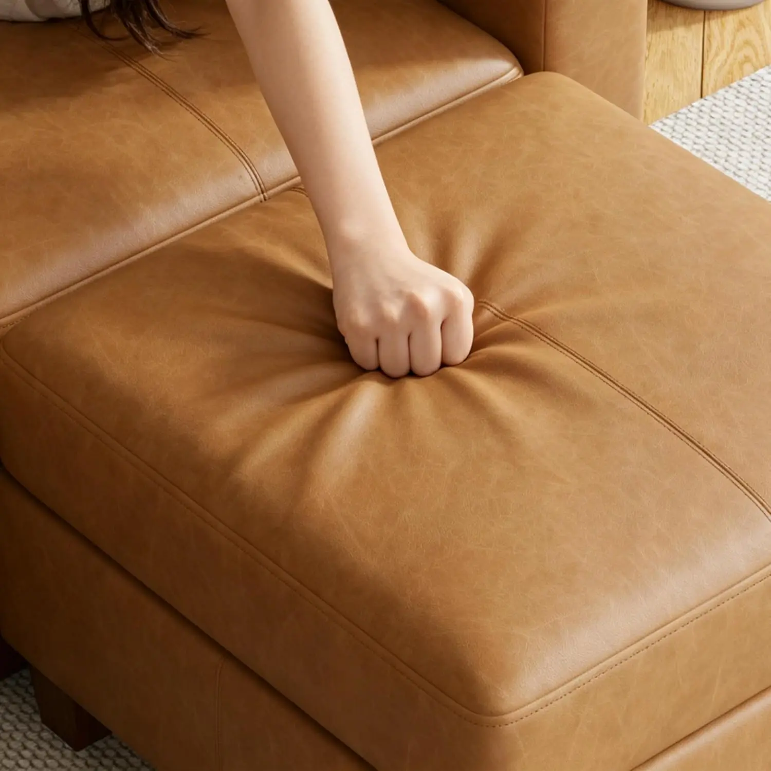 Modular Sectional Sofa with Upholstered Storage Ottoman for Living Room & Bedroom, 26.8