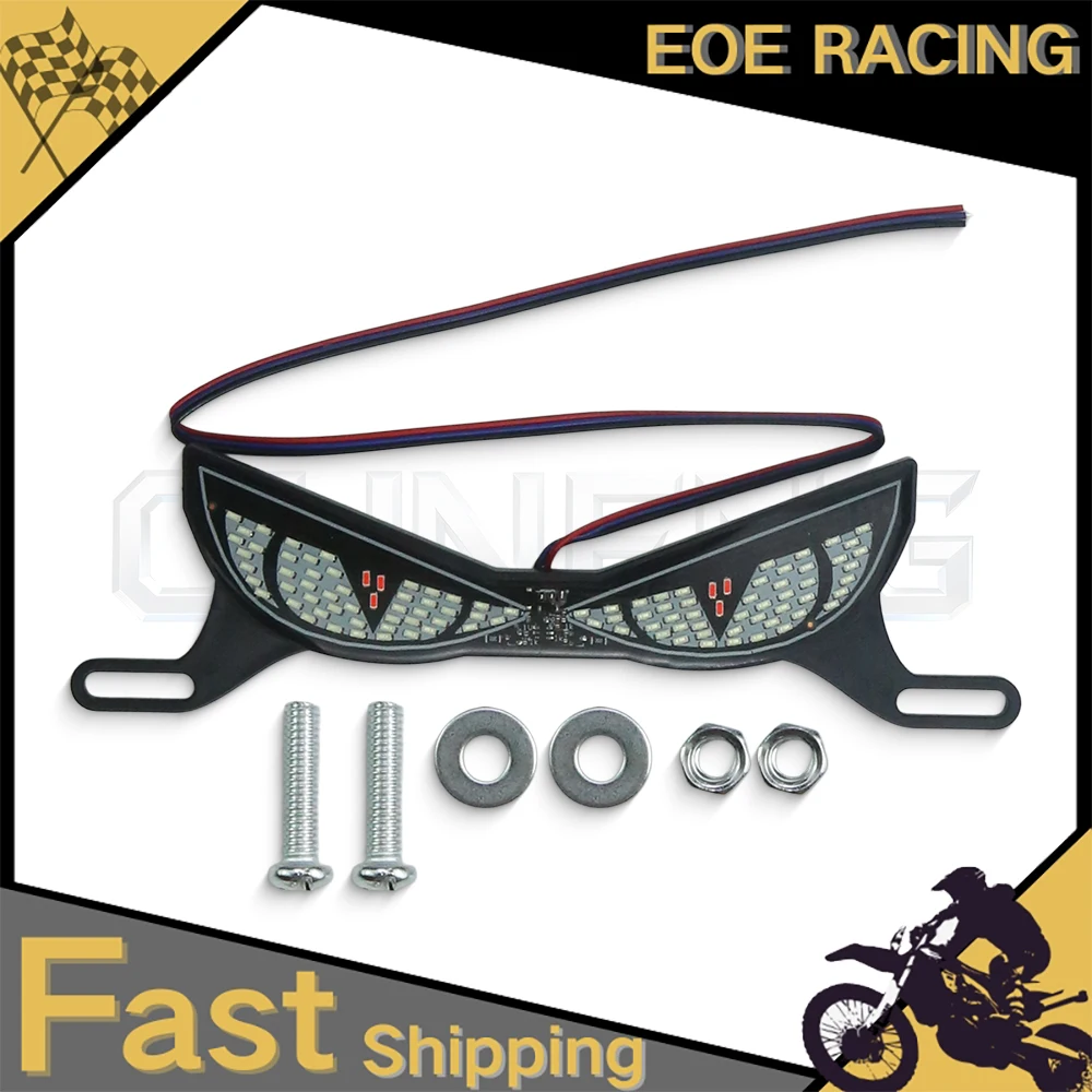 Motorcycle LED Snake Eye Demon Eye Light Ice‑Blue With Red Flash Strobe Effect Modified Decoration Lamp Accessory