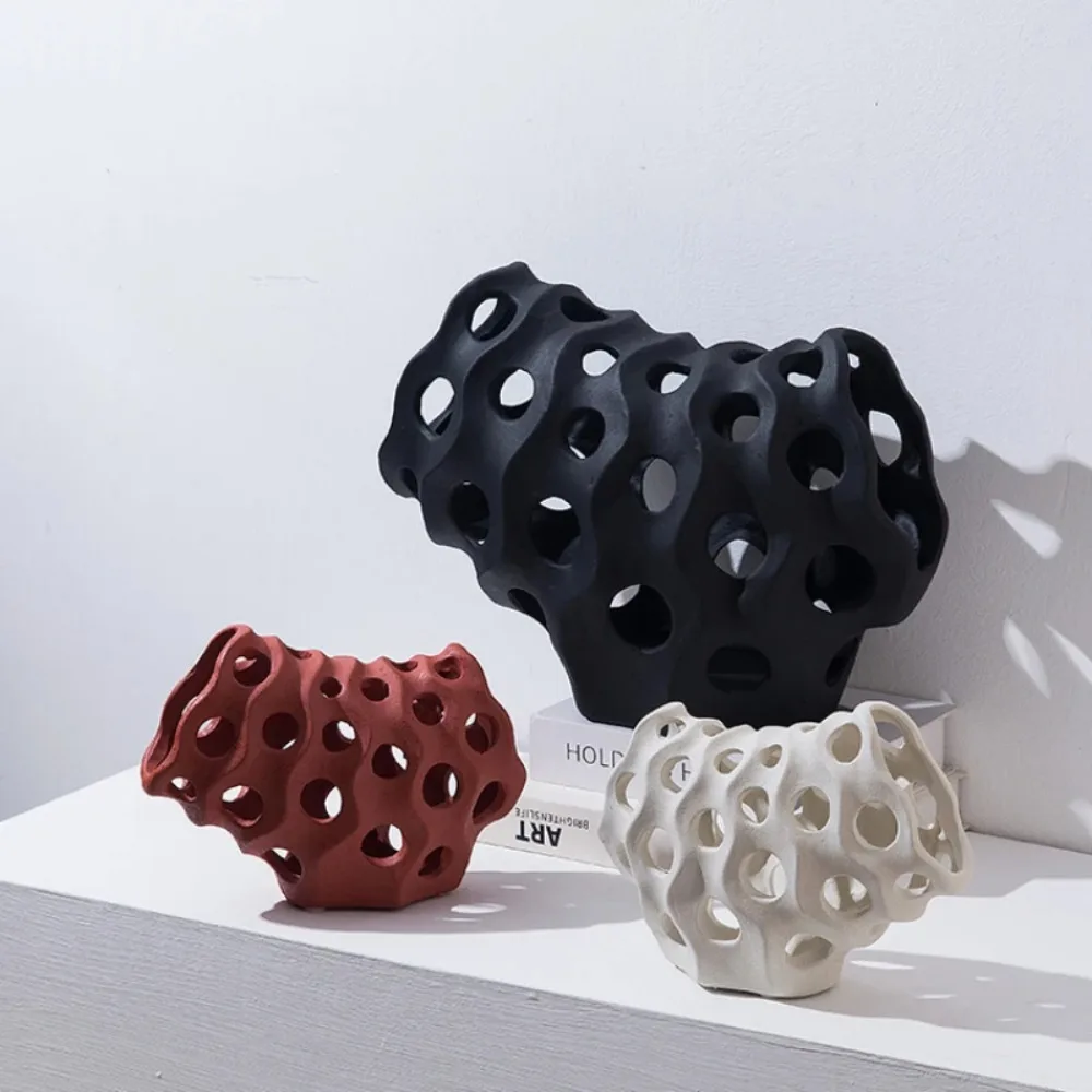Resin Handicraft Hollow Coral Geometric Sculpture Sea Creature Statue Coralline Decorative Figurines Home Decoration Accessories