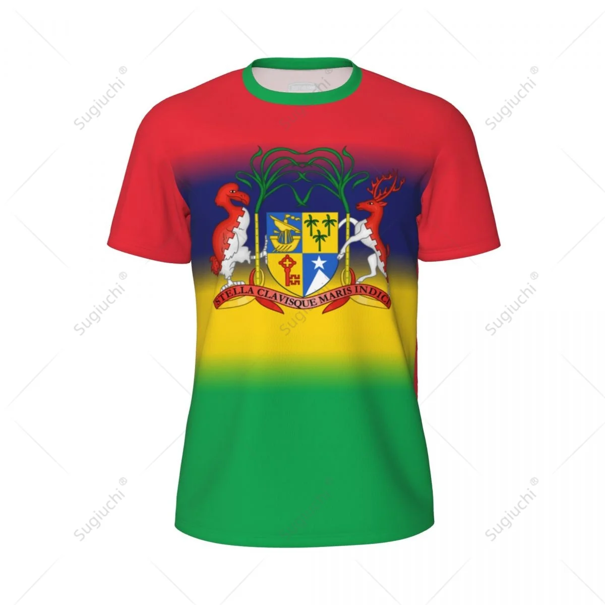 Sports Mesh T-shirt Mauritius Flag For Running Bike Soccer Tennis Football Fitness Tees 3D Printed Custom