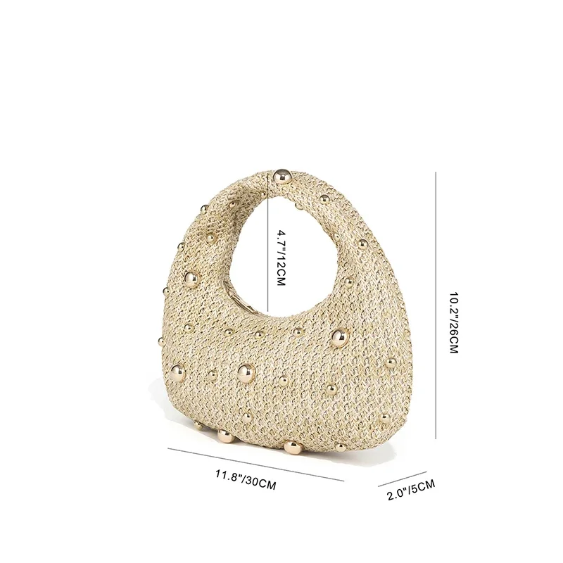 Magnetverschluss-Clutch aus Satin mit Nieten, Vielseitige Damenhandtasche, Elegante Glänzende Textur Party Hochzeit Abschlussball Schicke Handtasche – Detail 14
