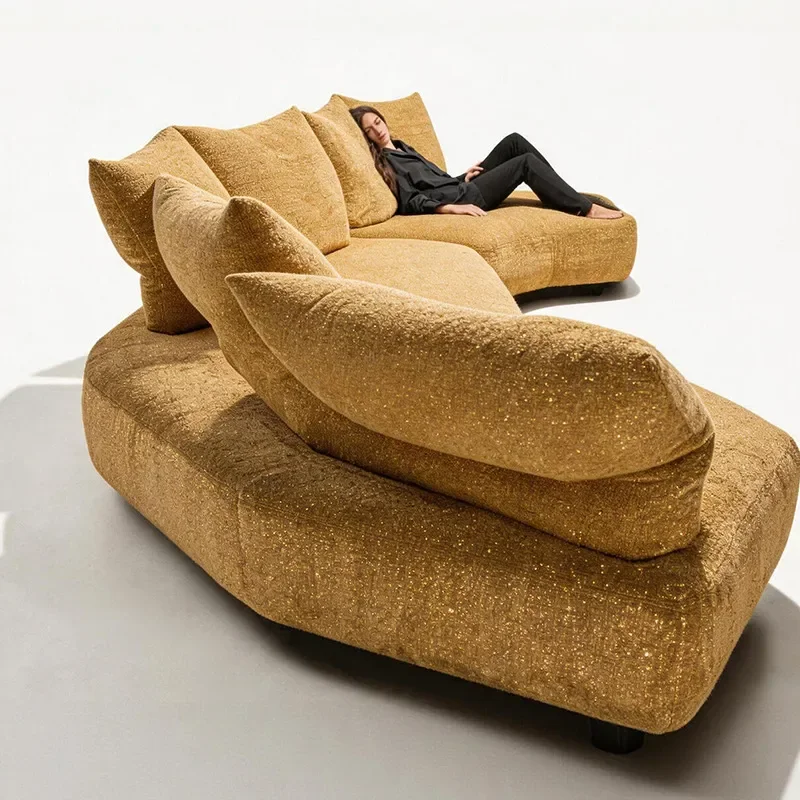 Minimalist villa style unbounded petal sofa fabric large flat curved backrest activity adjustment