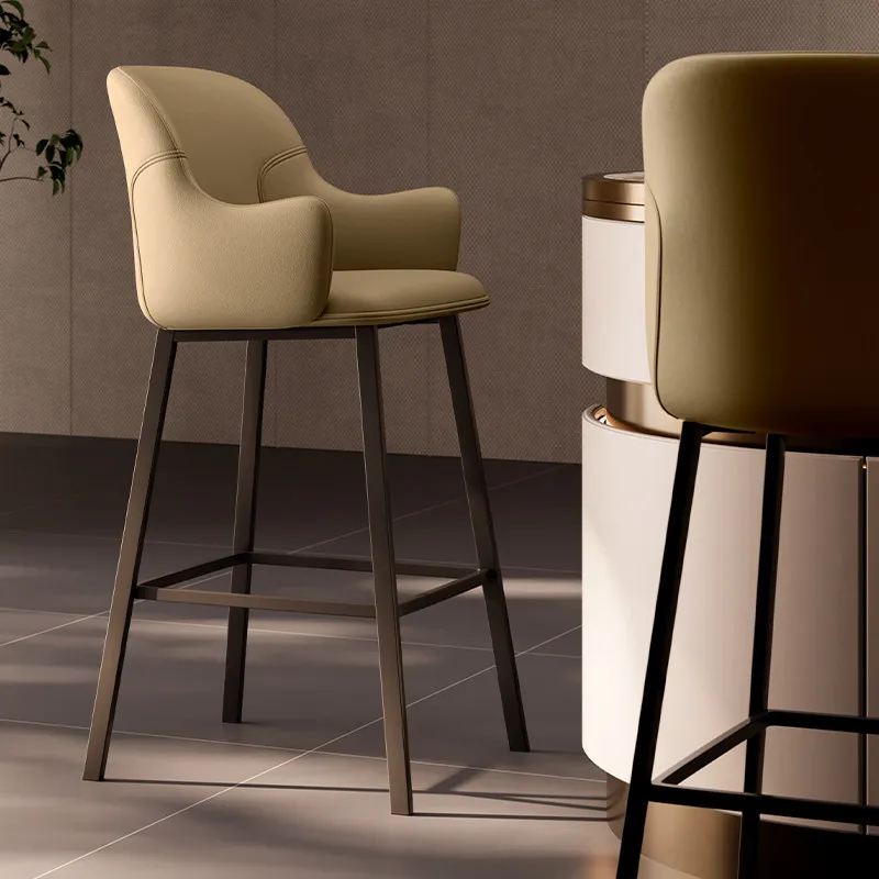#Light Luxury High Chair Home Bar Chair Simple High Stool Island Table Chair Designer Italian Style Non-Adjustable Bar Stool