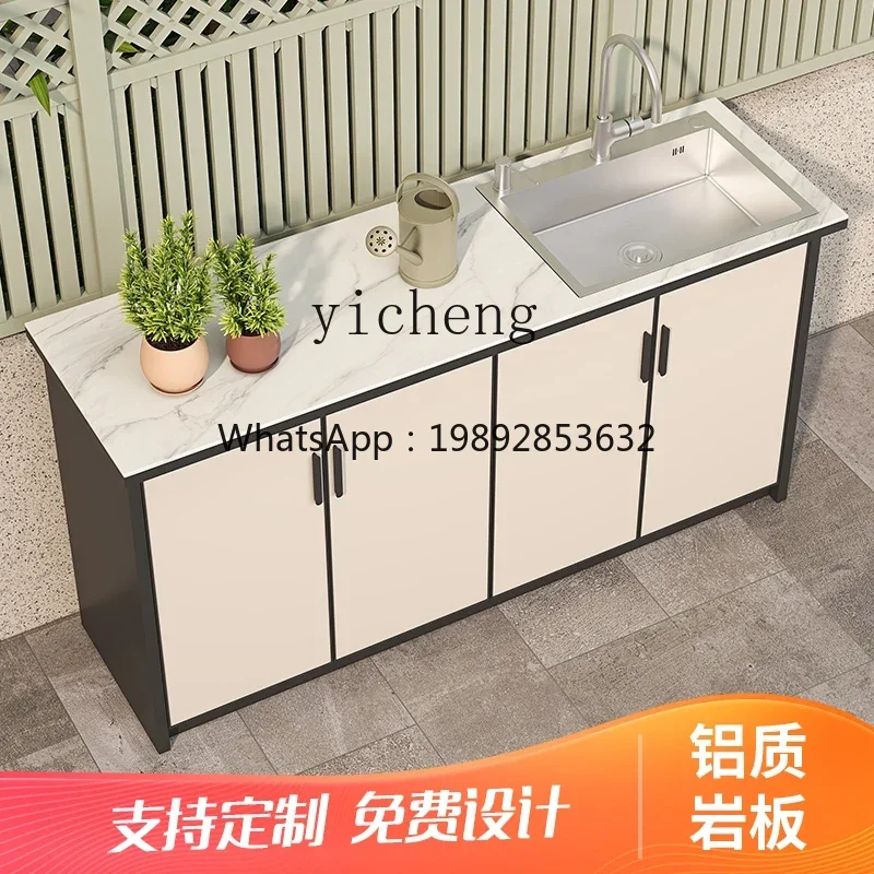 D1space aluminum rock slab wash basin cabinet outdoor storage cabinet cleaning tools waterproof sunscreen cabinet
