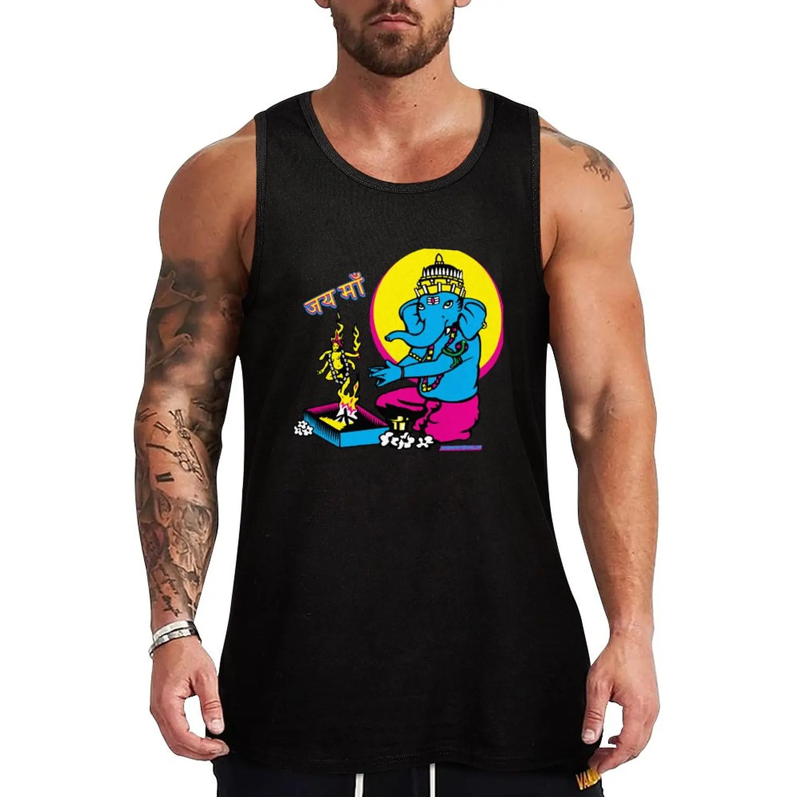 

Ganesh's Puja to Ma Jah Sunny Arts Design Tank Top Men's singlets Men's clothes