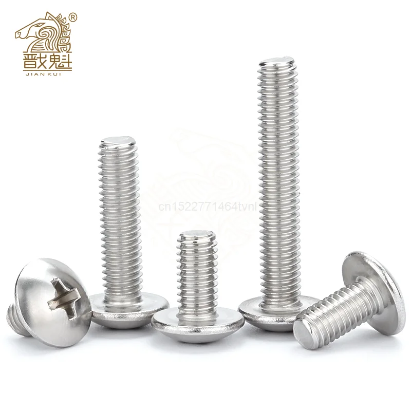 10/55pcs Cross Recessed Truss Head Machine Screws M3 M4 M5 M6 M8 Mushroom Big Flat Head Screw 304 Stainless Steel Philips Screw