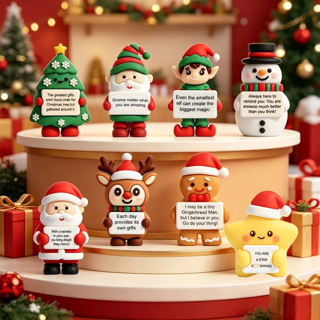 Miniatures Christmas Decorations Santa Claus Snowman Christmas Tree Reindeer Figurines Ornaments New Year Kids Gifts Home Decor