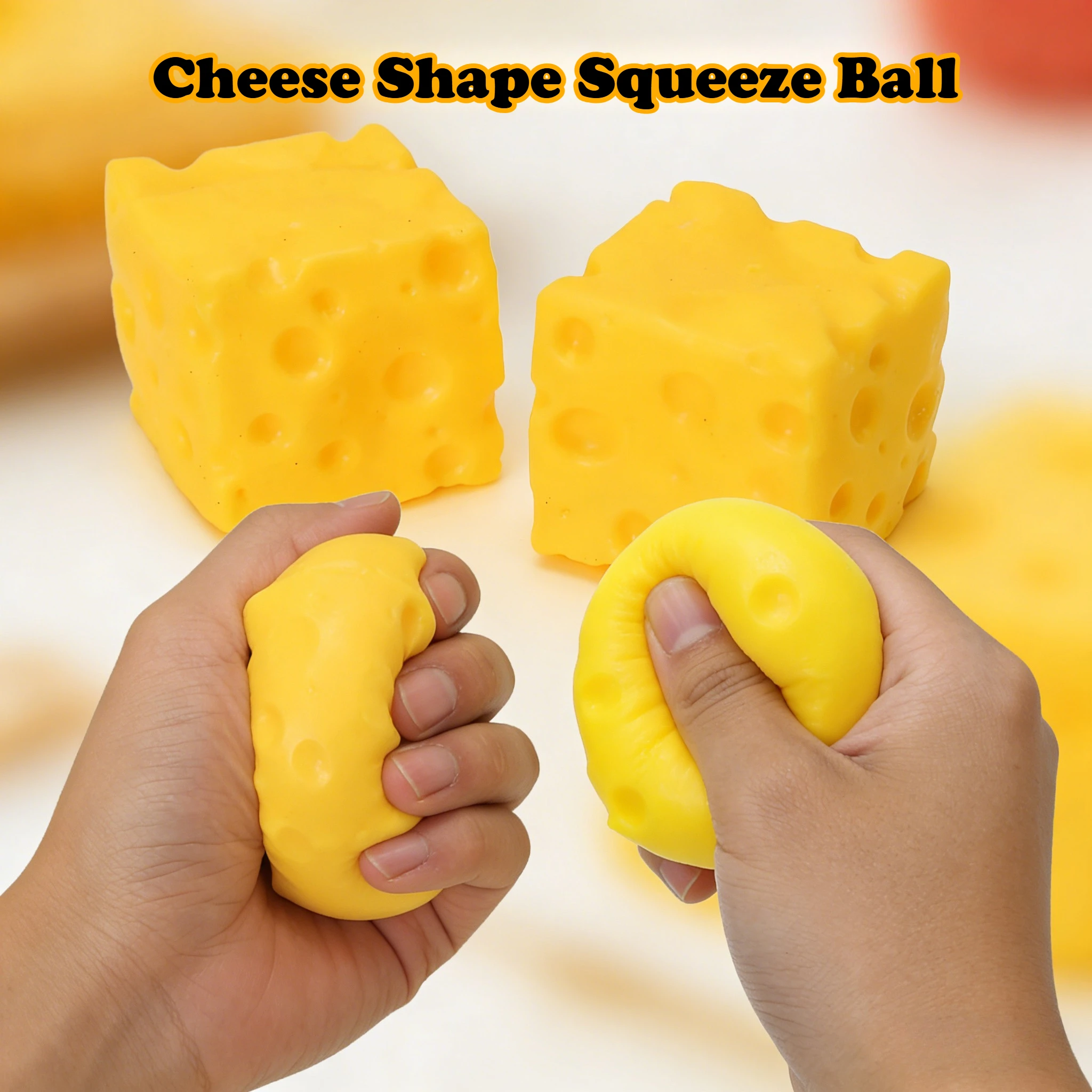 Pelota Antiestrés con Forma de Queso Cuadrado - Juguete Sensorial ASMR para Aliviar la Ansiedad, Juguete Antiestrés para Oficina, Hogar, TDAH, Regalo