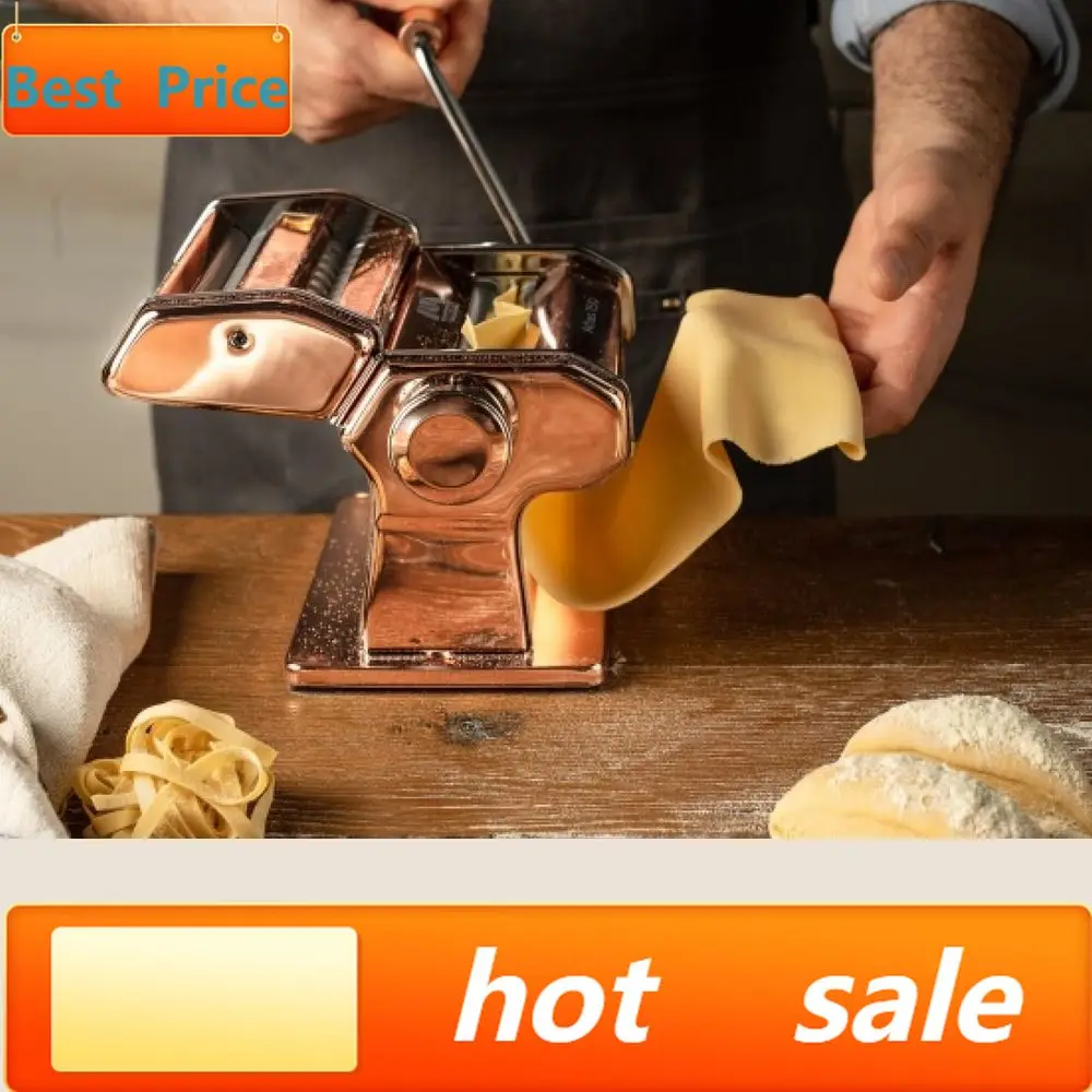 

PopularClassic Manual Pasta Maker - 150mm Chrome Steel, Black Hand Crank for Lasagna, Fettuccine, Tagliolini