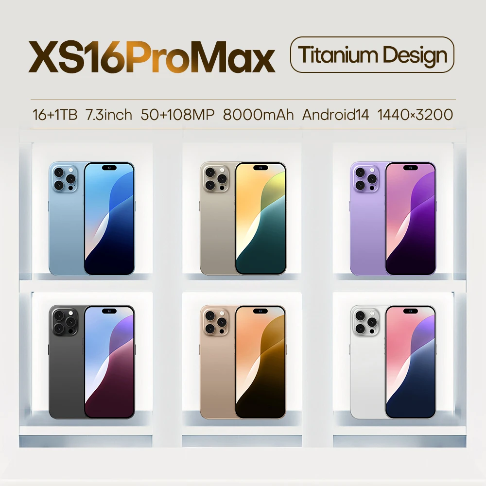 【Global Version】 New Original XS16 Smartphone 8000mAh Mobile phone 16GB+1TB Cellphones 7.3