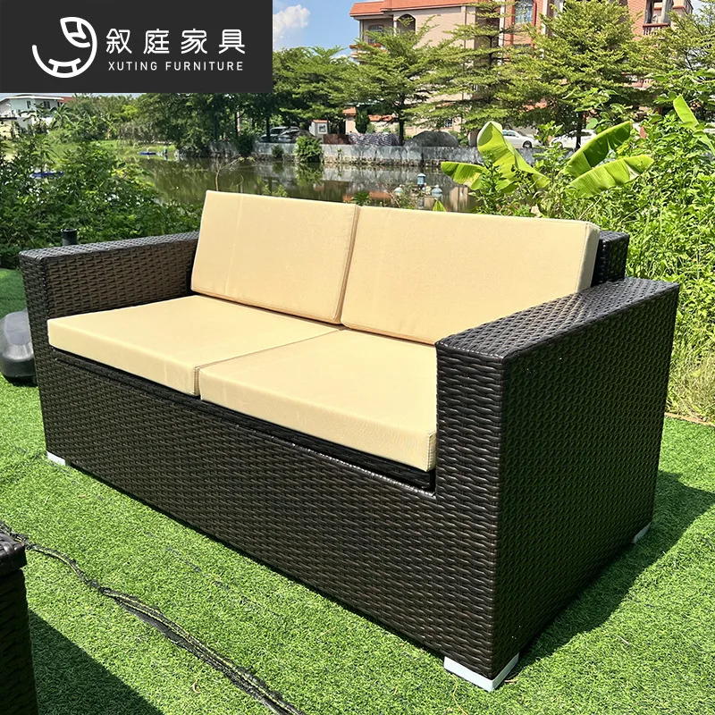 Outdoor furniture garden courtyard rattan sofa outdoor residential villa double table and chair combination