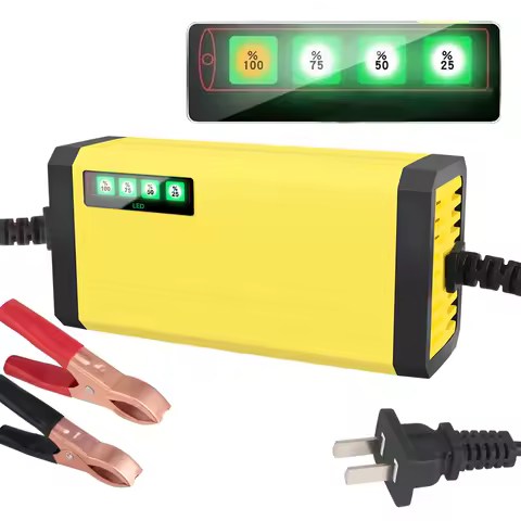 Car Battery Charger Wet Dry Lead Acid Battery Moto Truck Battery Charger LED Display 220V Power Puls Repair Charger 12V 2A