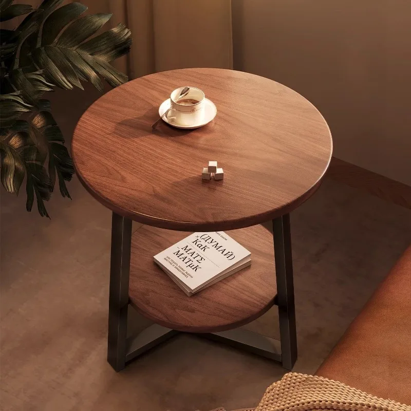 Nordic Modern Minimalist Insta Luxe Two Tier Round Edge Side Table Living Room Bedroom Multifunctional Tea Table Furniture