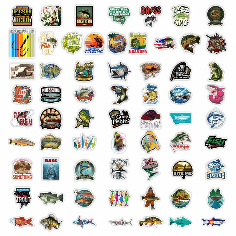 65PCS Funny Fisherman Go Fishing stickers For laptop suitcase Freezer Vinyl Car-styling DIY decoration Decals Car Sticker