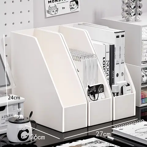 Stationery Document Organizer Ins Style Minimalist Bookend File Holder Multi Grid Stationery Document Organizer Student Dorm Office Desktop Storage Rack