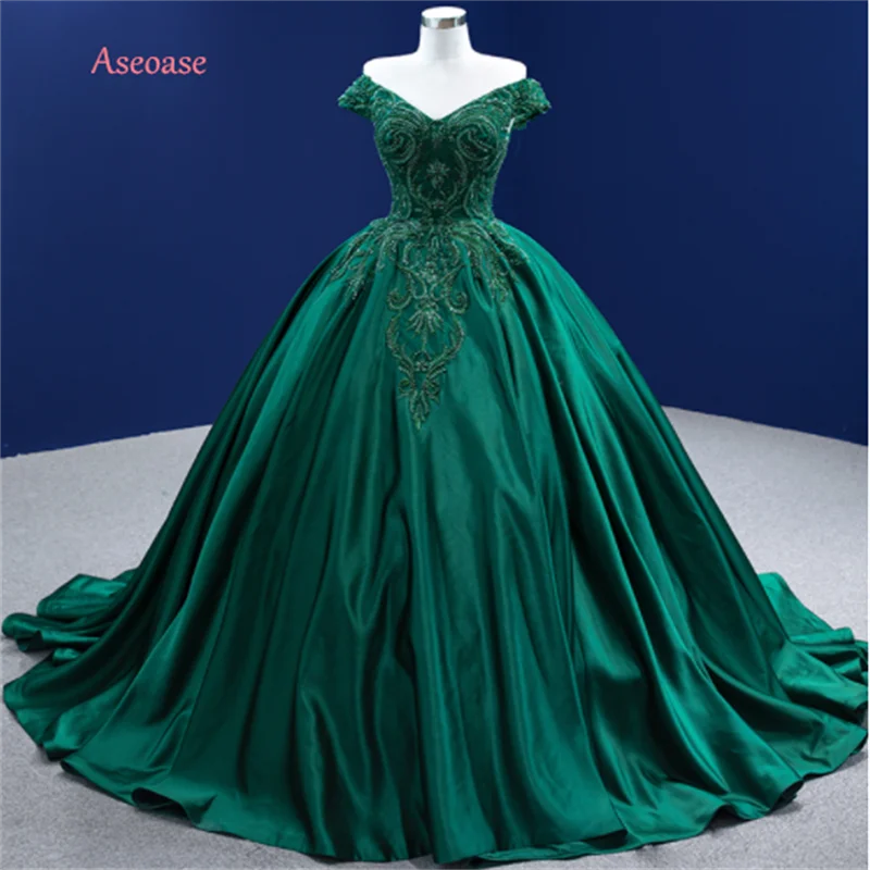 Green Quinceanera Dresses Ball Gown Off The Shoulder Appliques Beaded Mexican Sweet 16 Dresses 15 Anos