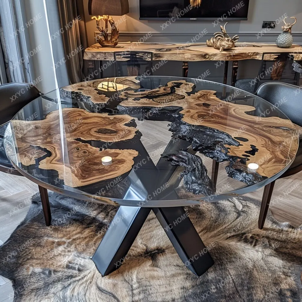 Epoxy resin river table coffee table creative personality small apartment living room home simple modern light luxury table