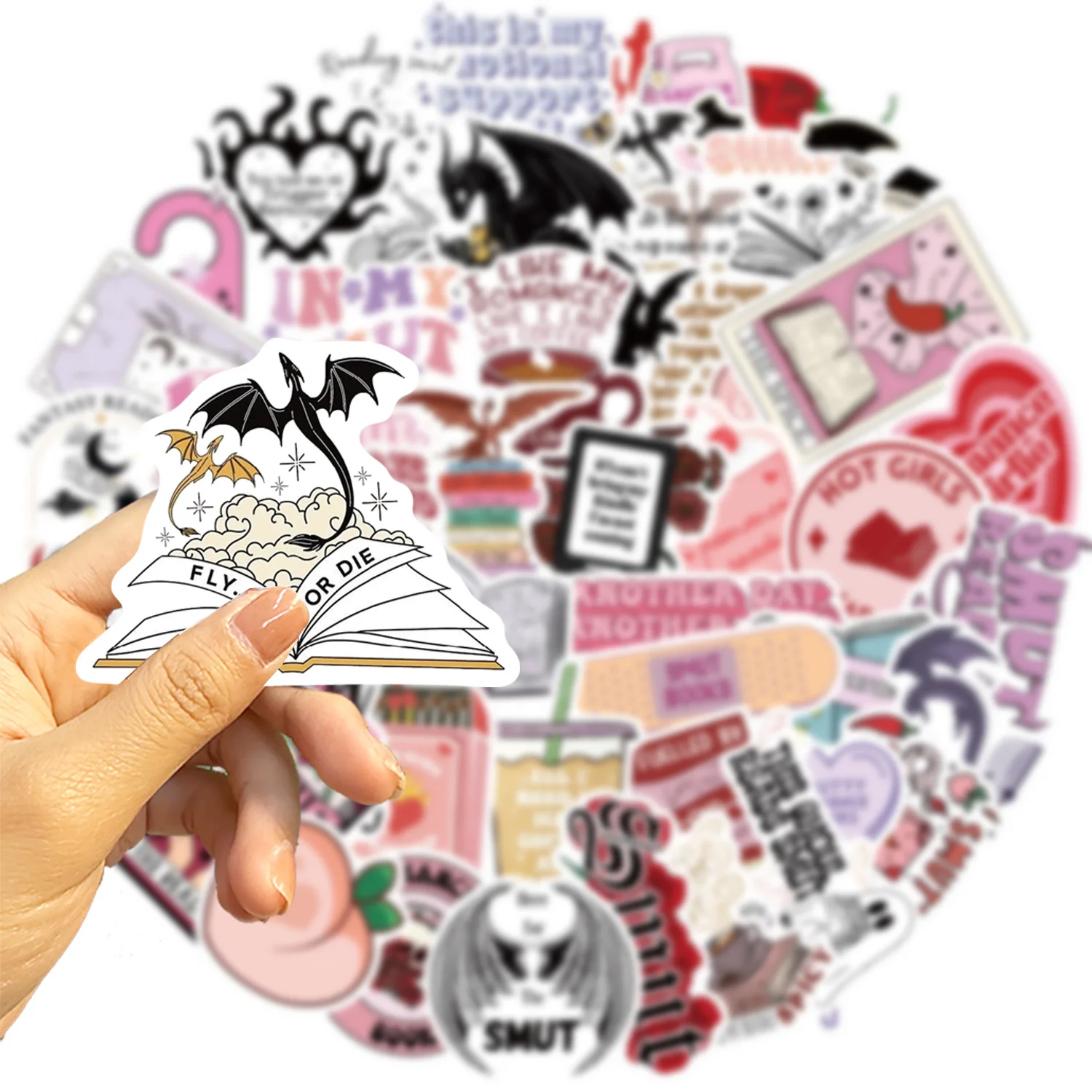 

52PCS Cartoon Bookish Smutty Reading Sticker Personalized Cool Creative DIY Scooter Water Cup Refrigerator Waterproof Decal