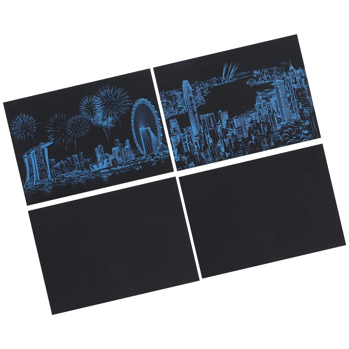 7pcs DIY Scratch Picture Bright Colors Night View Scratching Drawing Scraping Painting Paper Crafts Great Gift Choice