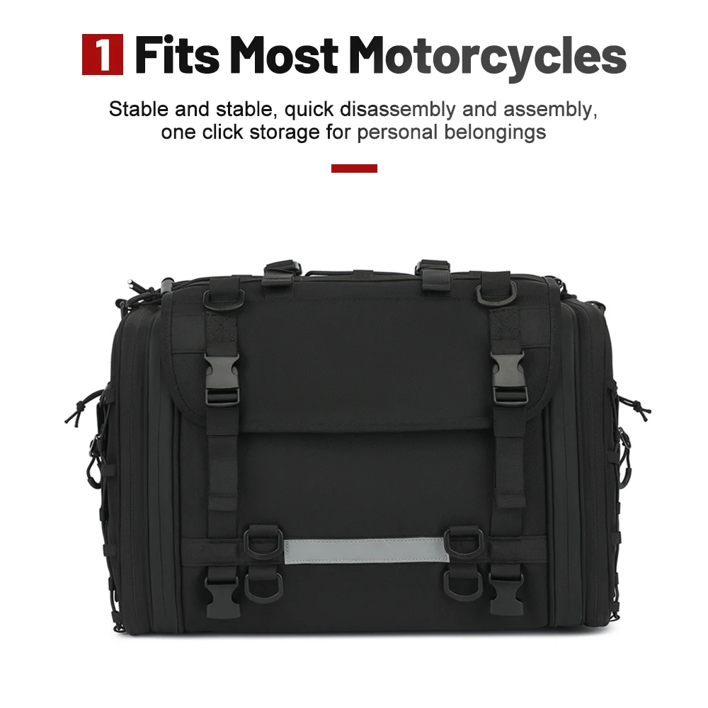 Large Capacity Motorcycle Rear Rack Bag for Long Distance Travel Motorbike Equipment Expandable Motorcycle Seat Box