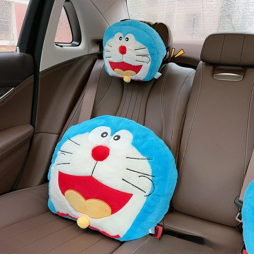 Cartoon Doraemon Headrest Back Cushion For Car Seat Seat Belt Cover Stuffed Anime Japanese Style Car Decor Comfortable Gifts