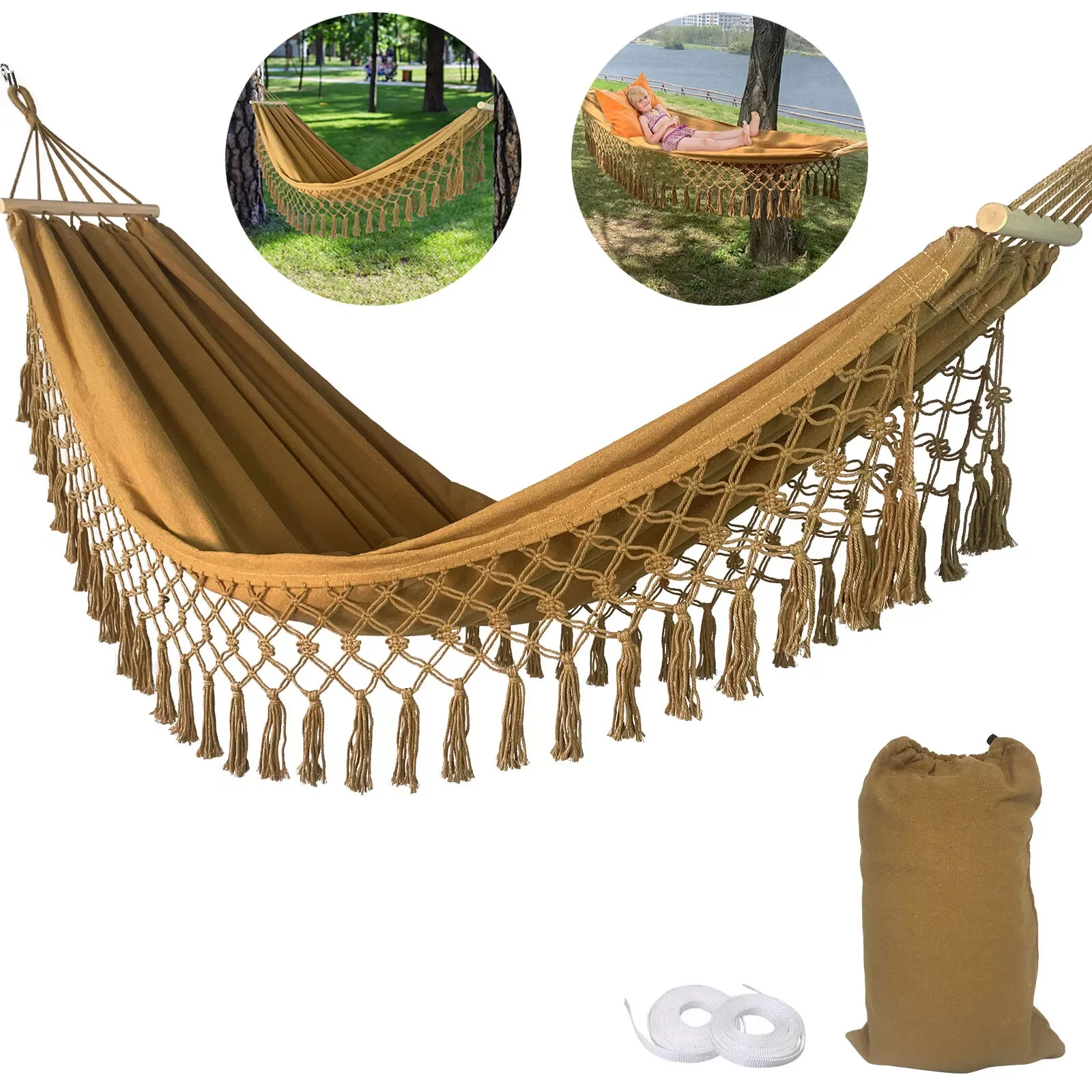 أرجوحة التخييم سميكة نسيج متين قماش أراجيح واحدة كرسي أرجوحة للسفر سرير معلق أرجوحة خارجية مع حقيبة #1